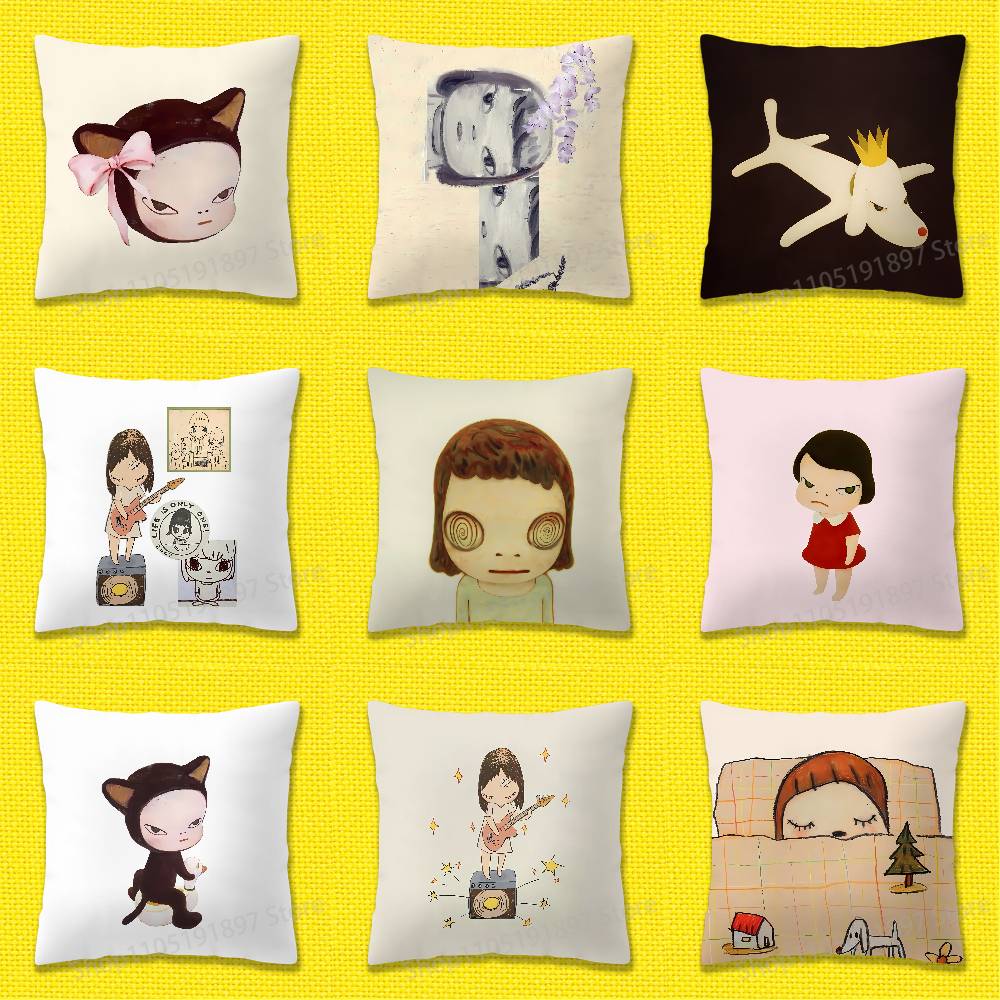Japanese Home Textiles - 일본 소녀 Y-Yoshitomo Nara 쿠션 커버