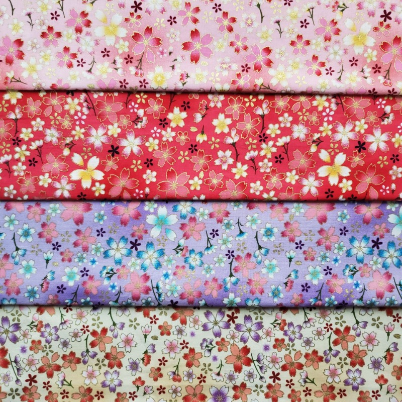 코 튼 골드 호 일 인쇄 패브릭 일본식 벚꽃 꽃 DIY - Home Fashion Textiles 리뷰 및 가격