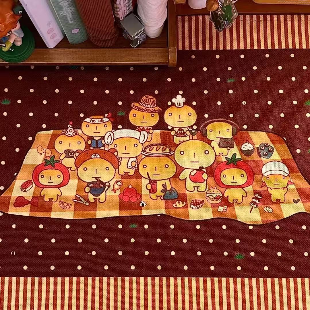 일본 고대 스타일 테이블 매트 만화 곰 토스트 프린트  - Japanese Home Textiles 리뷰 및 가격